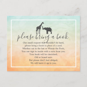 Invitation Carte Postale Giraffe Elephant Baby shower Livre Insérer demande