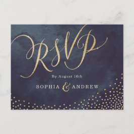 Invitation Carte Postale Glam nuit faux or parties scintillant calligraphie