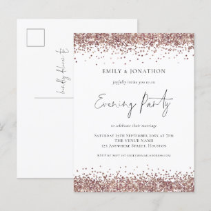 Invitation Carte Postale Glam Rose Gold Parties scintillant Mariage Soirée