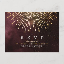 Invitation Carte Postale Glamor Deco Bourgogne Vintage Wedding RSVP
