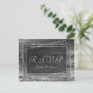 Invitation Carte Postale Glitzy Foil Platine Argent Faux Chrome RSVP