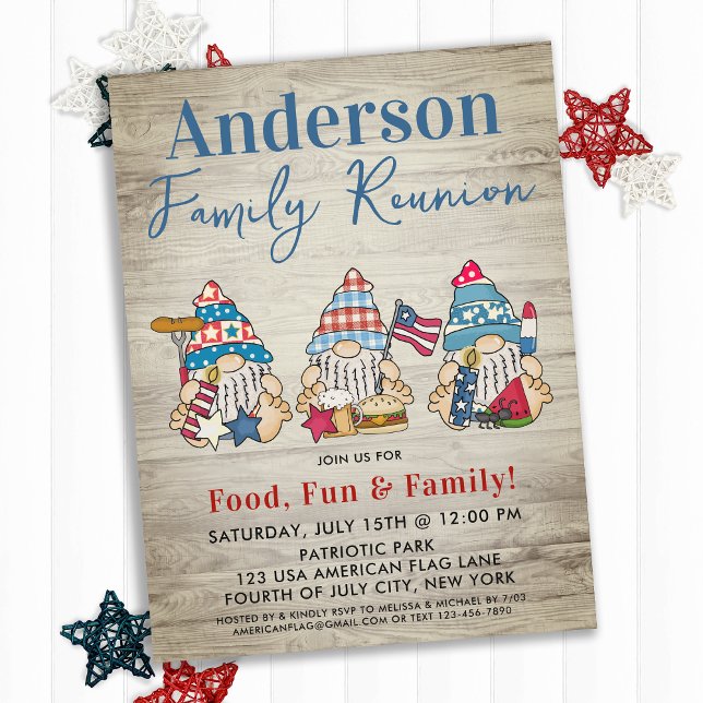 Invitation Carte Postale Gnomes Whimsical BBQ Farmhouse Famille Réunion (Créateur téléchargé)