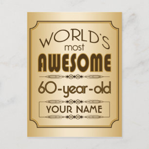 Invitation Carte Postale Gold 60th Anniversaire Célébration Monde meilleur 