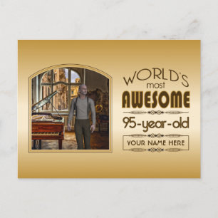 Invitation Carte Postale Gold 95th Birthday World's Best Custom Photo Frame