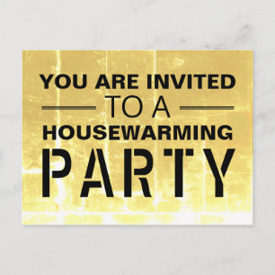 Invitation Carte Postale Gold Club Poster Houseéchauffement Party Invitatio