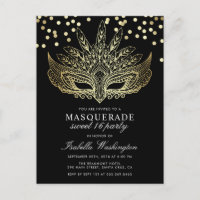 Gold Confetti Masquerade Sweet 16 Party