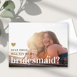 Invitation Carte Postale Gold Heart Serez-Vous Ma Femme D'Accueil Photo