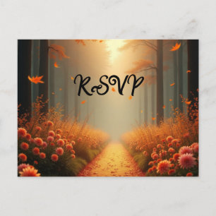 Invitation Carte Postale Golden Ember Autumn Woodland Stroll