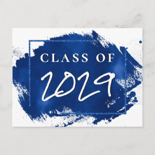 Invitation Carte Postale Grad peint   Blue Splatter Brushstroke Party
