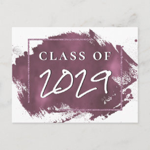 Invitation Carte Postale Grad peint Mauve Pink Splash Smudge Graduation