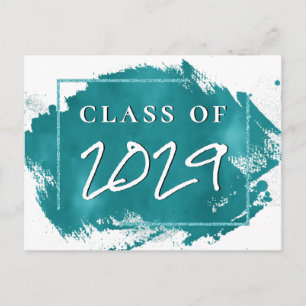 Invitation Carte Postale Grad peint   Turquoise Splatter Brushstroke Party