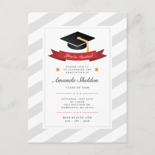 Invitation Carte Postale Graduation 2025 Elégant Grad Party