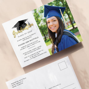 Invitation Carte Postale Graduation 2025 Modern Graduate Photo Party