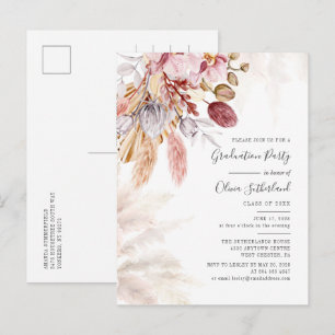 Invitation Carte Postale Graduation 2025 Pampas Grass Party