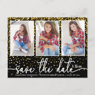 Invitation Carte Postale Graduation Enregistrer Date 4 Photo Parties scinti