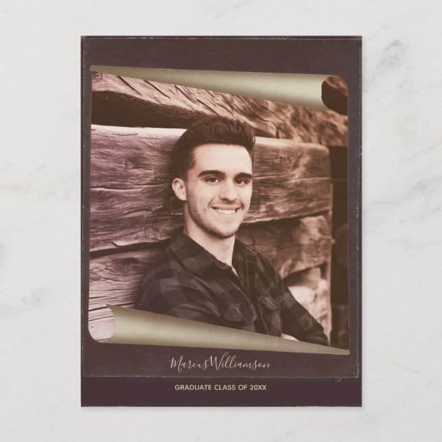 Invitation Carte Postale Graduation Enregistrer La Date Photo Page Rustique (Devant)
