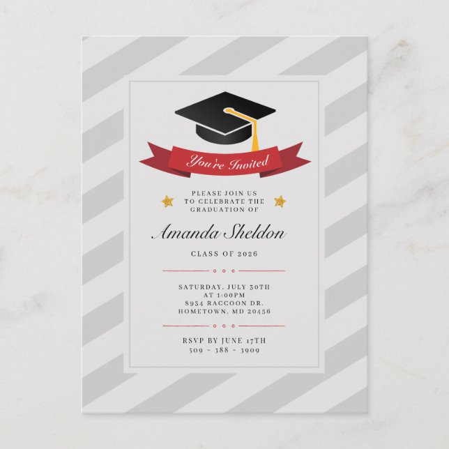 Invitation Carte Postale Graduation Party Moderne 2025 Grad (Devant)