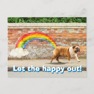 Invitation Carte Postale Graffiti Chien et Arc-en-ciel