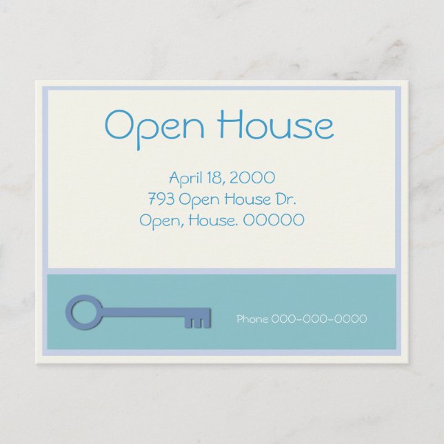 Invitation Carte Postale Graphique de clé Open House (Devant)