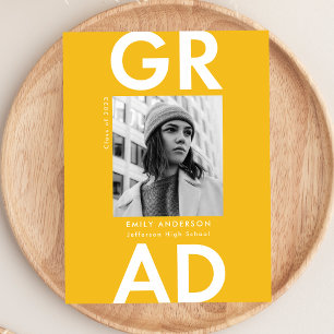 Invitation Carte Postale Gras Grad Yellow Photo Party