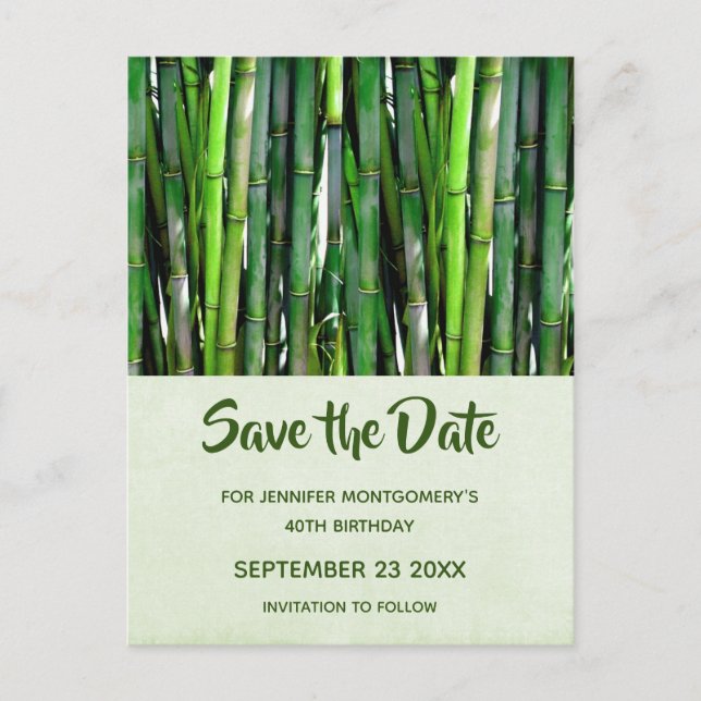 Invitation Carte Postale Green Bamboo Stalks Nature Photo - Save the Date (Devant)