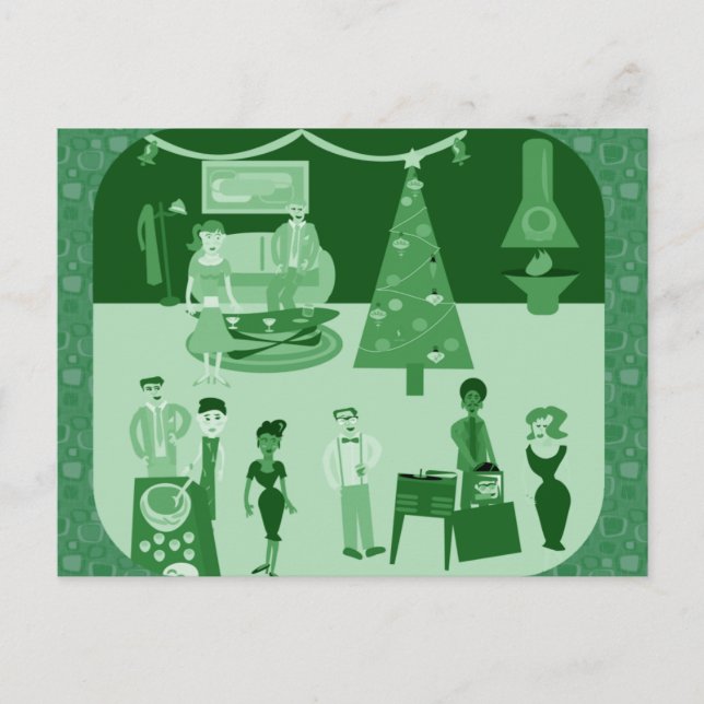Invitation Carte Postale Green Holiday Party (Devant)