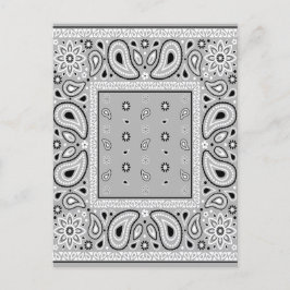 Invitation Carte Postale Grey Grey Bandana Paisley Country Hip hop Cowboy