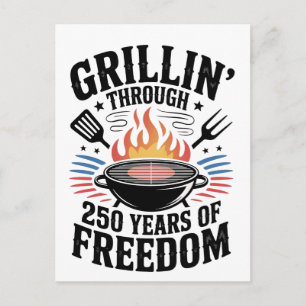 Invitation Carte Postale Griller à travers le 250e Freedom Grill 4 juillet