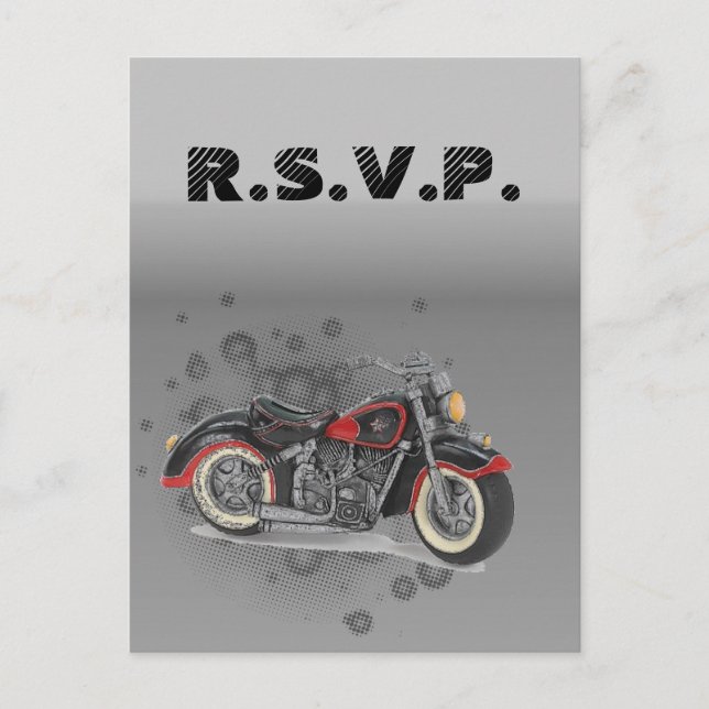 Invitation Carte Postale Gros rustique Motorcyle Biker Mariage rsvp (Devant)