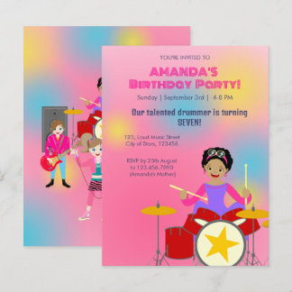Invitation Carte Postale Groupe de filles de musique rétro Fête d'anniversa