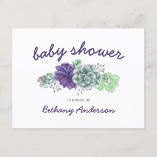 Invitation Carte Postale Guirlande aquarelle de succulentes pour Baby Showe