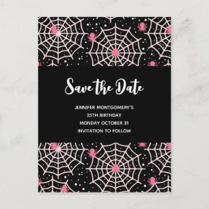 Invitation Carte Postale Halloween Cobwebs & Spiders Motif Enregistrer la d