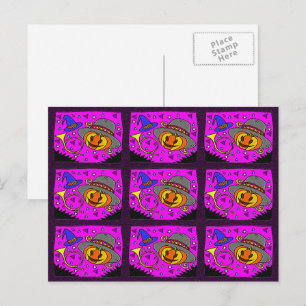 Invitation Carte Postale Halloween Party, Jack o'Lantern et Bugle Motif