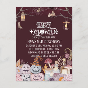 Invitation Carte Postale Happy Halloween Éffrayant Anniversaire Fête Invita