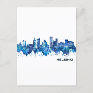 Invitation Carte Postale Helsinki Finlande Skyline Blue