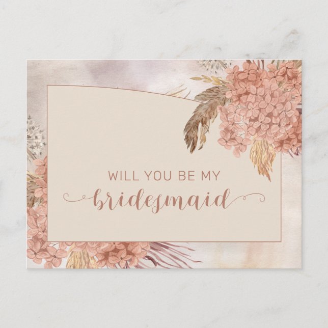 Invitation Carte Postale Herbe Boho Pampas |Demande d'aide d'urgence Hydran (Devant)