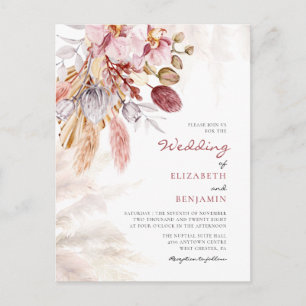 Invitation Carte Postale Herbe des Pampas Fleur Tan Terracotta Mariage