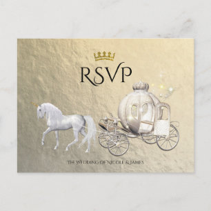 Invitation Carte Postale Histoire de la princesse royale en or Carrosse RSV