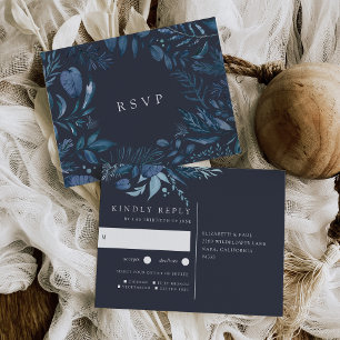Invitation Carte Postale Hiver Azure   Botanical Repas Choice Wedice RSVP