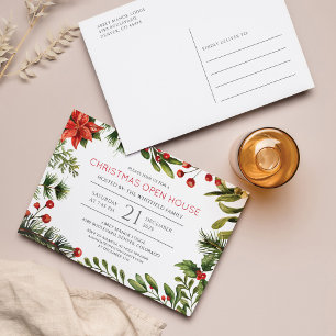 Invitation Carte Postale Holiday de Noël Maison ouverte de verdure
