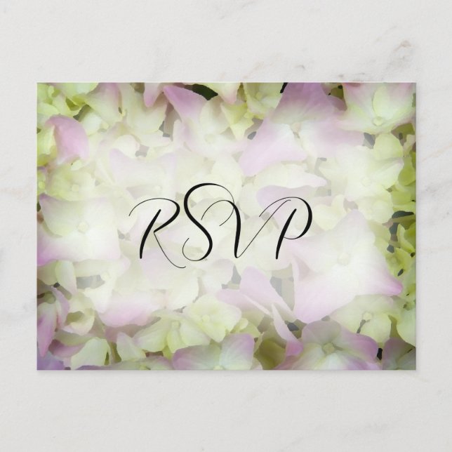 Invitation Carte Postale Hortensia presque rose épousant la réponse de RSVP (Devant)