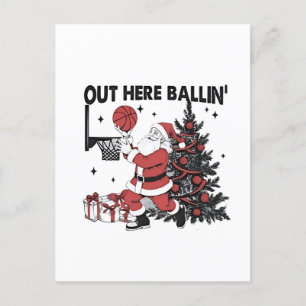 Invitation Carte Postale Ici on joue au basket Sport Xmas Noël