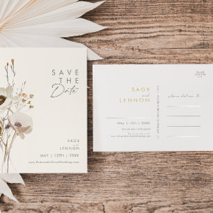 Invitation Carte Postale Iivoire Fleur sauvage Whimsical Enregistrer La Dat