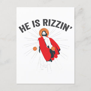 Invitation Carte Postale Il est Rizzin Funny GenZ Basketball dimanche de Pâ