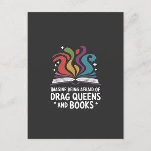 Invitation Carte Postale Imaginez avoir peur des Drag Queens et des livres
