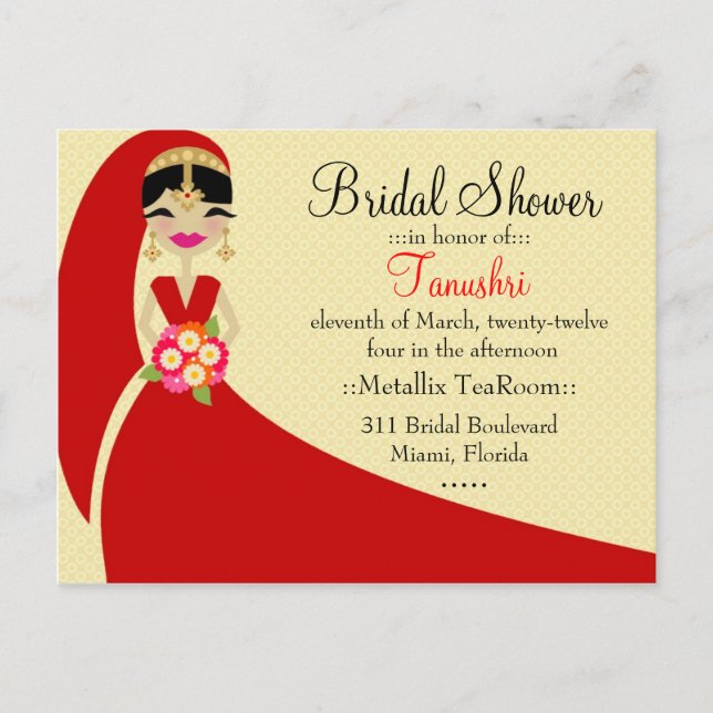 INVITATION CARTE POSTALE INDIEN DE LA MARIÉE TANUSHRI 311-UPDO (Devant)