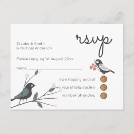 Invitation Carte Postale Inséparables de bois Mariage RSVP Retour Budget