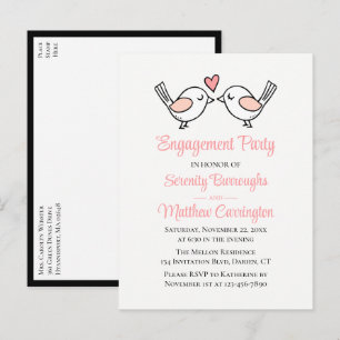 Invitation Carte Postale Inséparables Pink Black Lovebirds
