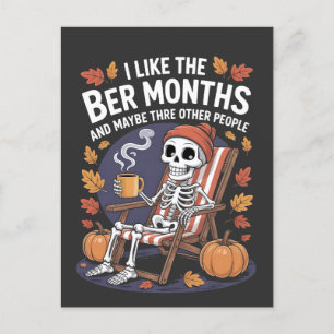 Invitation Carte Postale J'aime les mois Ber Drôle de squelette Spooky Noël