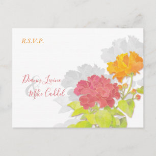 Invitation Carte Postale Jardin coloré Peony Mariage RSVP